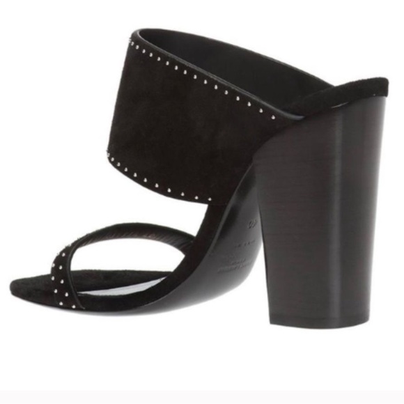 Saint Laurent Black Ladies Oak Mule Suede Studded Sandal Shoe Sz 37.5 NWOT NEW - Picture 10 of 16